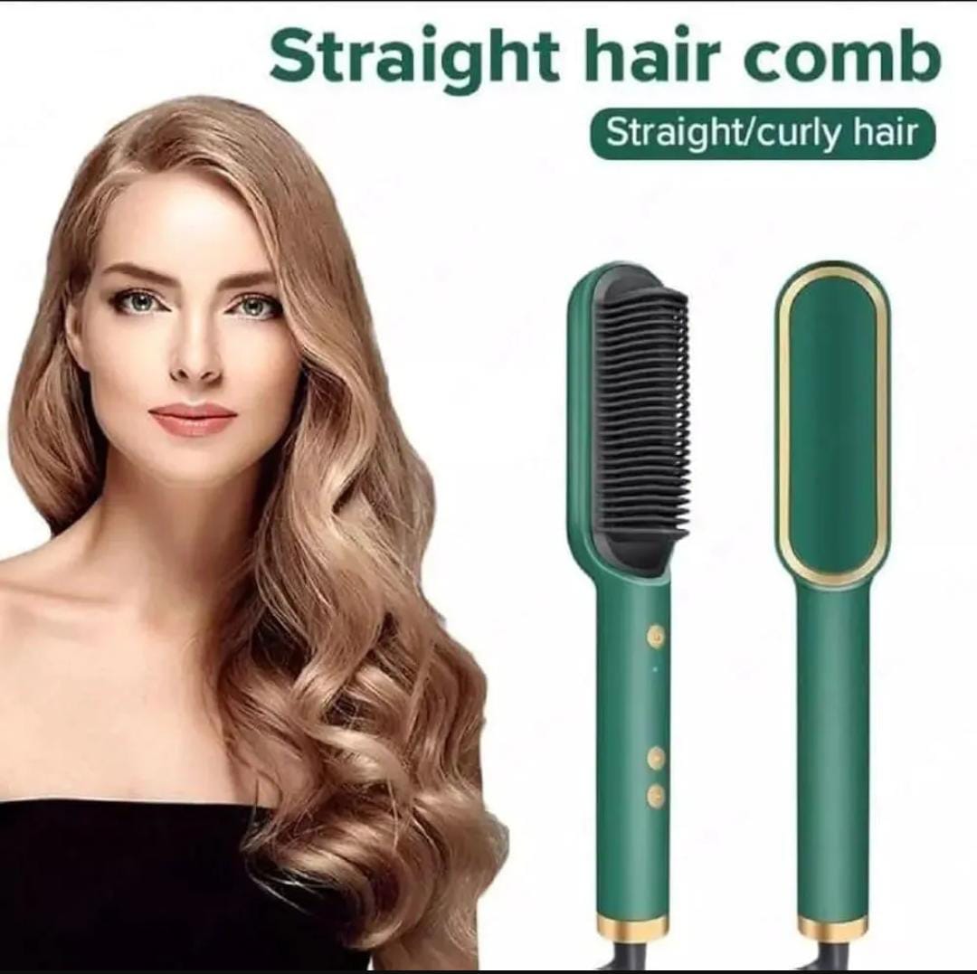 3-in-1 Electric Hair Straightener Comb – Fast Heating, Adjustable Temperature & Anti-Scald Design