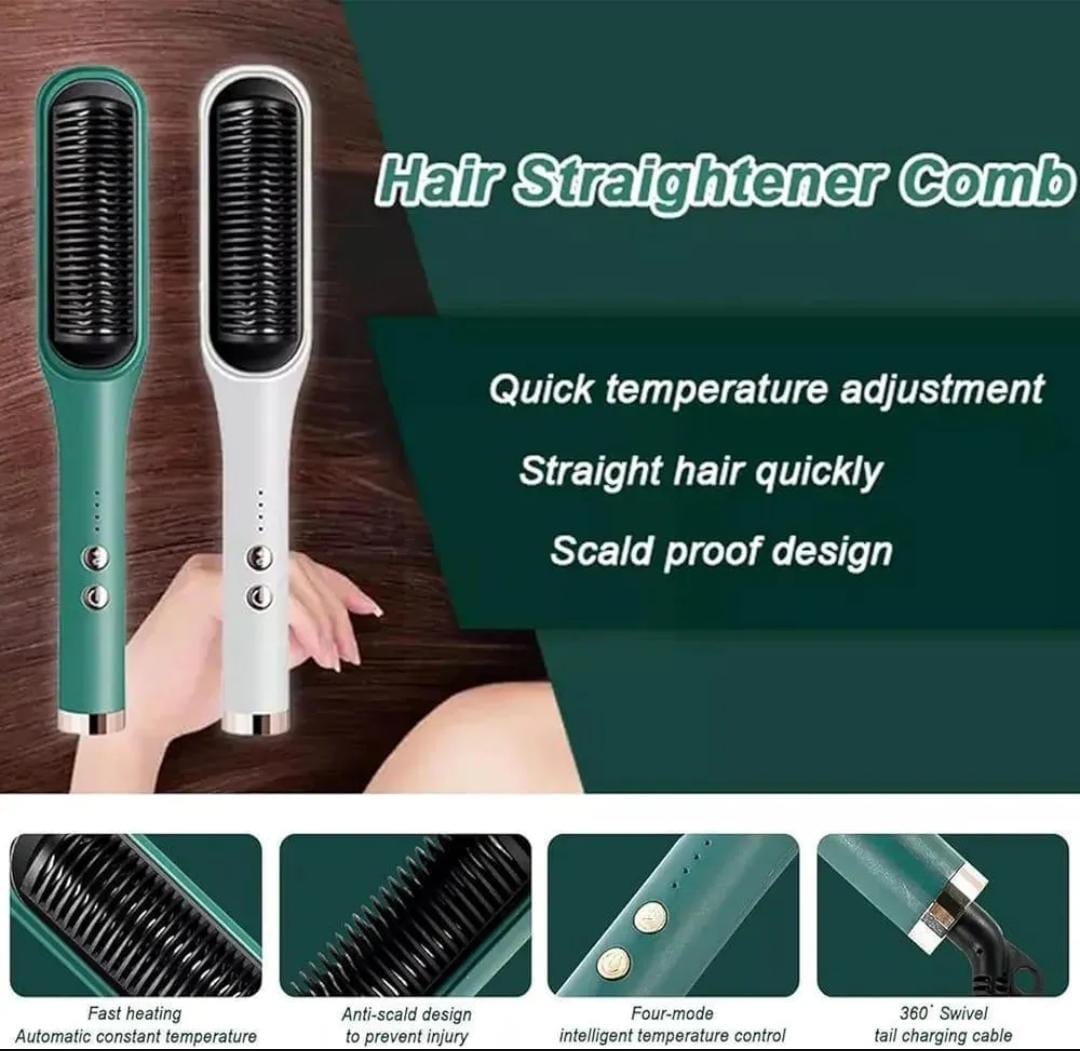 3-in-1 Electric Hair Straightener Comb – Fast Heating, Adjustable Temperature & Anti-Scald Design