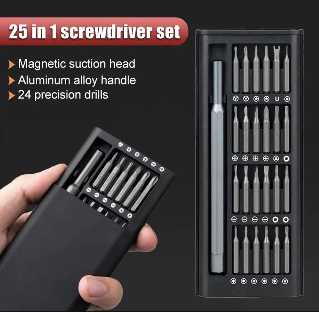 25-in-1 Precision Screwdriver Set – Magnetic Bits with Sliding Storage Case