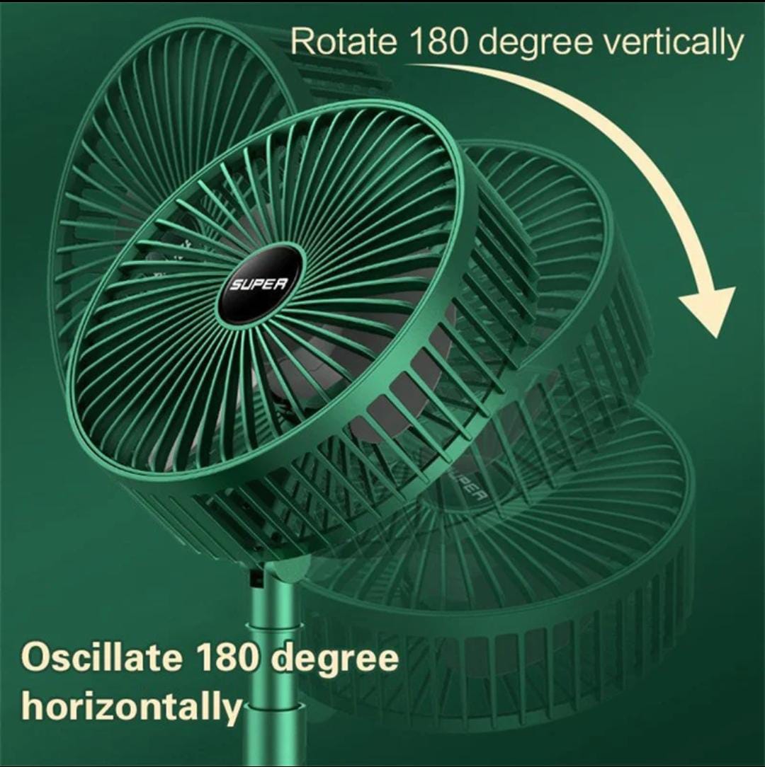 Rechargeable - Portable Telescopic Folding Fan | USB Foldable | Table Desk Fan | Telescopic Design Floor | 3 Speeds Adjustable height Fan (Random color)