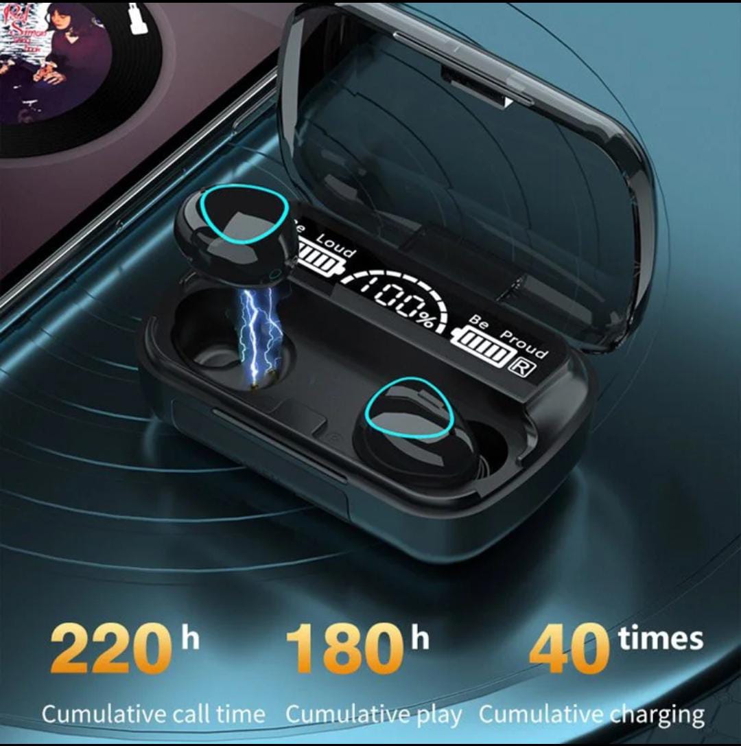 M10 TWS Wireless Bluetooth Earbuds with 9D Noise Reduction & Digital Display Charging Case
