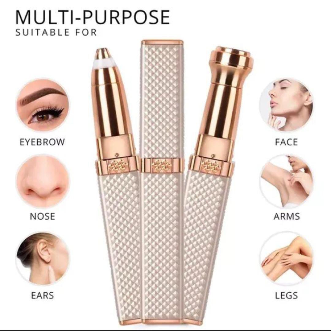 Updated Design 2-in-1 Flawless Eyebrow Trimmer | USB Rechargeable 2 in 1 Flawless Trimmer With Wire & Cleaning Brush | Eyebrow & Upper Lips Trimmer For Women (Rechargeable)