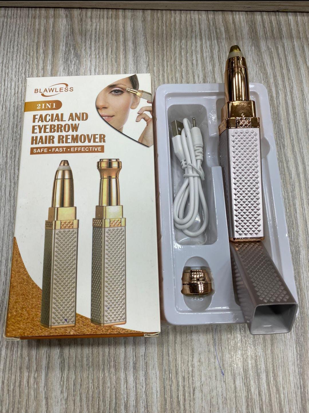 Updated Design 2-in-1 Flawless Eyebrow Trimmer | USB Rechargeable 2 in 1 Flawless Trimmer With Wire & Cleaning Brush | Eyebrow & Upper Lips Trimmer For Women (Rechargeable)