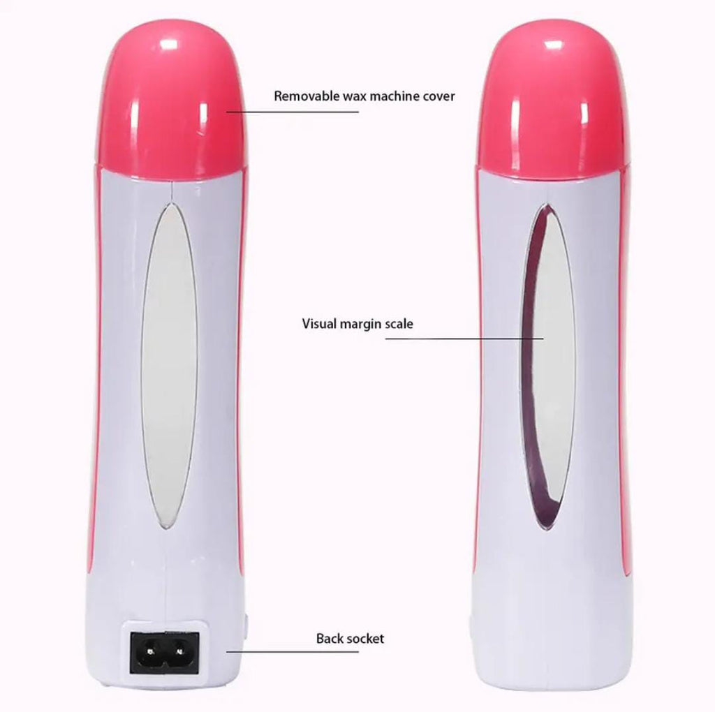 Depilatory Wax Heater Kit 3in1 | Roll-on Hair Removal Kit With Heater, Wax Refill & Strips | Roll On Wax Heater Machine Kit 3-in-1
