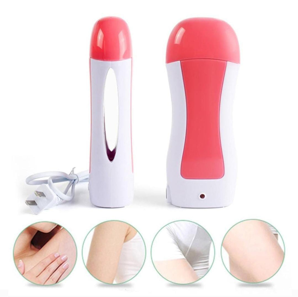 Depilatory Wax Heater Kit 3in1 | Roll-on Hair Removal Kit With Heater, Wax Refill & Strips | Roll On Wax Heater Machine Kit 3-in-1